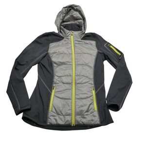 Eddie Bauer‎ Jacket Womens Medium Gray Hooded Softshell Quilted Zip Pockets